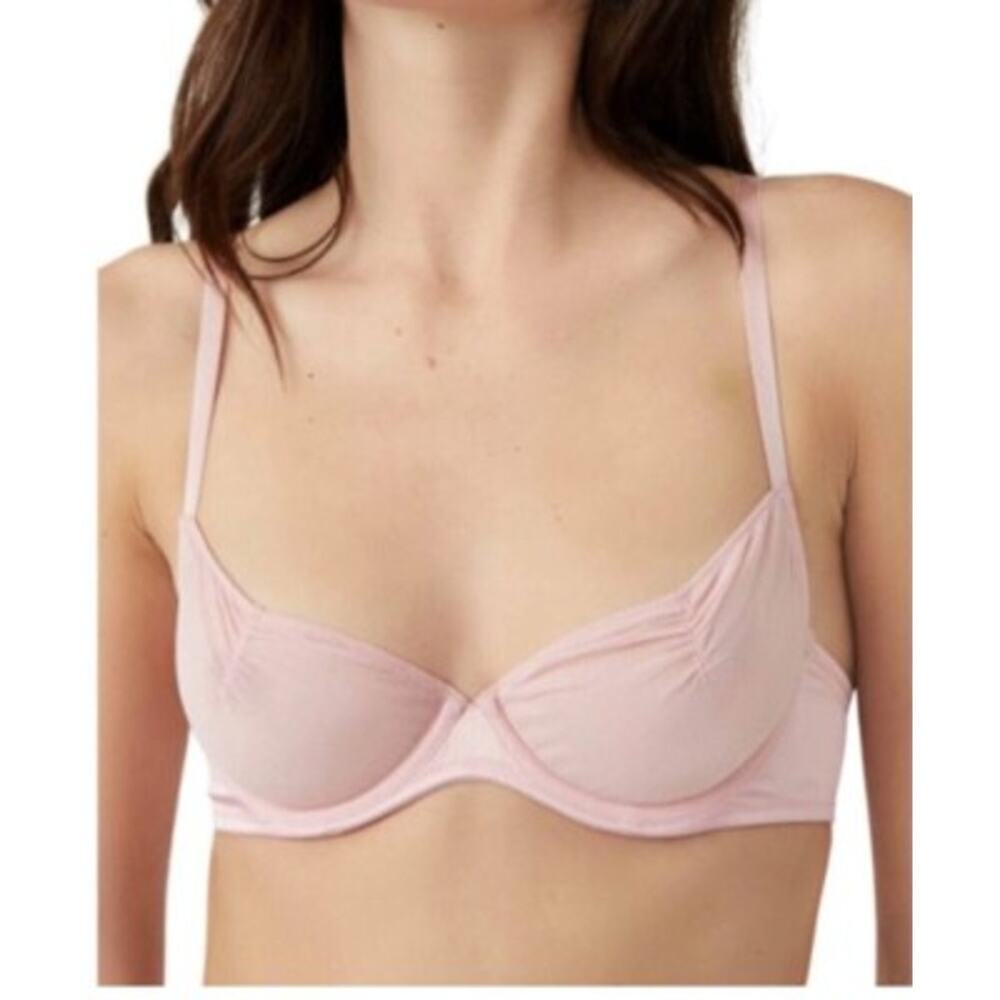 Intimately by Free People Heart Throb Underwire Mesh Demi Bra Silver Pink XS EUC